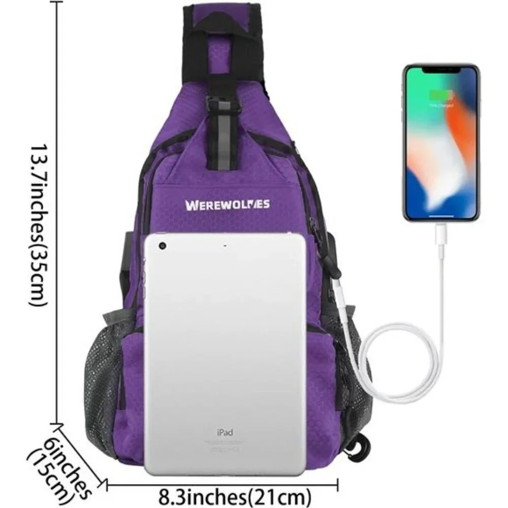 Foldable Waterproof Crossbody Backpack Shoulder Chest Bag Daypack, Purple